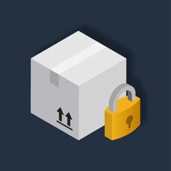 Package Lock Isometrische Illustration — Stockvektor