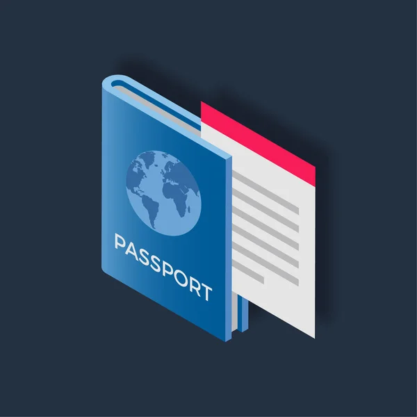 Passport Isometric Illustration — Stock Vector