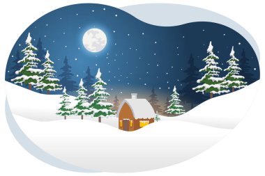 Christmas night snow beautiful illustration.