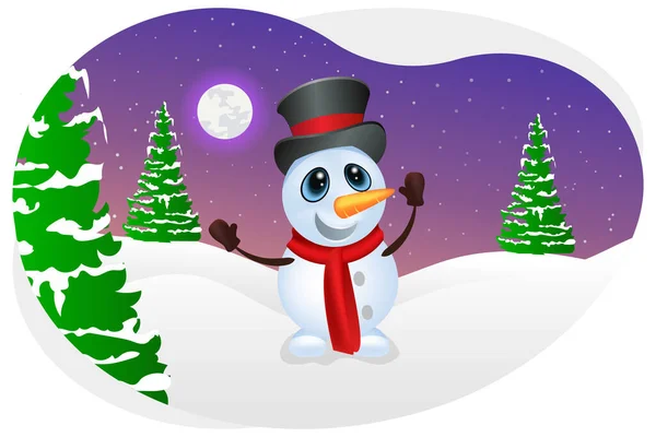 Christmas Snowman Enjoying Snowfall Illustration — Stock Vector