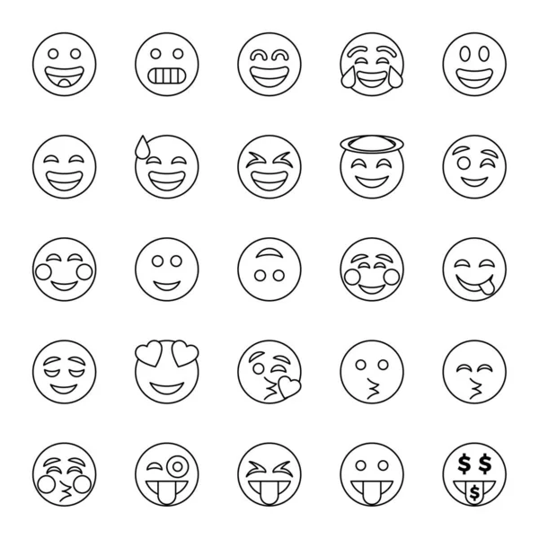 Icone Contorno Emoji — Vettoriale Stock
