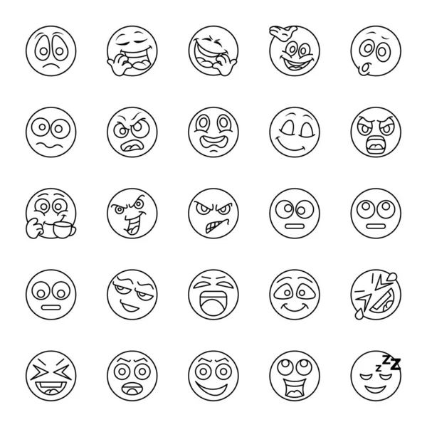 Esquema Iconos Para Emojis — Archivo Imágenes Vectoriales