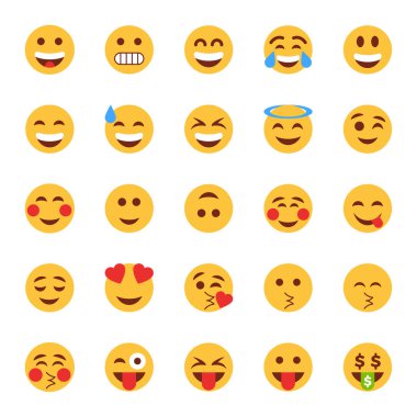 Emojiler için düz renk simgeleri.