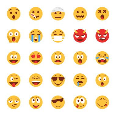 Emojiler için düz renk simgeleri.