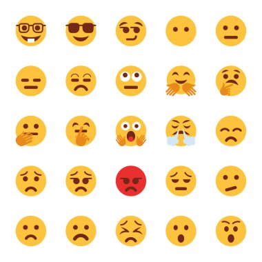 Emojiler için düz renk simgeleri.