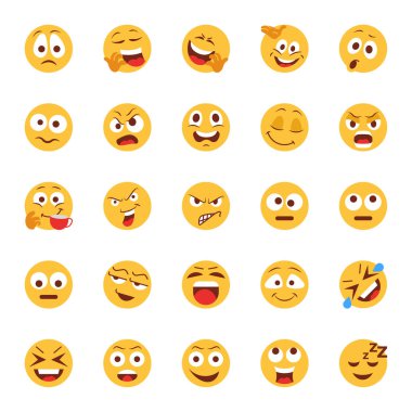 Emojiler için düz renk simgeleri.