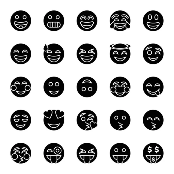 Icônes Glyphe Pour Emojis — Image vectorielle