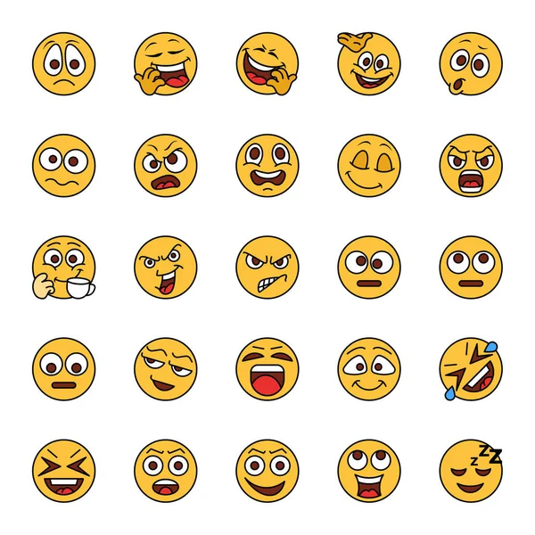 Emojiler Için Doldurulmuş Renk Özeti Simgeleri — Stok Vektör