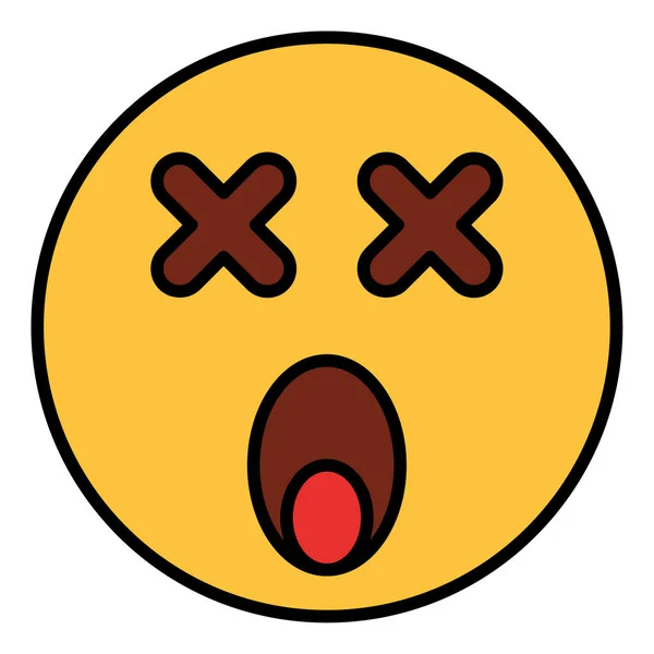 Ikon Garis Luar Warna Penuh Bagi Wajah Emoji - Stok Vektor