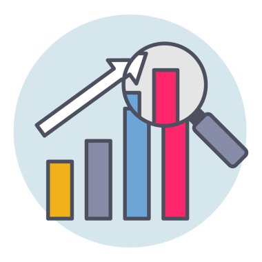 Analiz grafiği için doldurulmuş renk özeti simgesi.