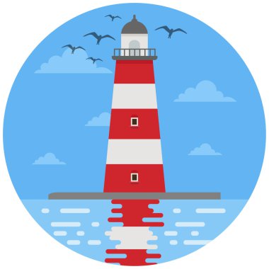 Peyzaj deniz feneri Güzel çizim.