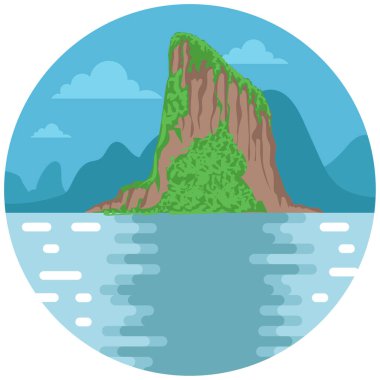 Landscape sea nature mountain beautiful illustration.