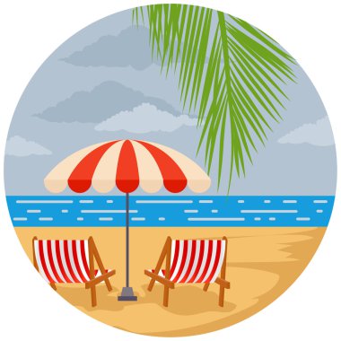 Landscape beach and nature beautiful illustration.