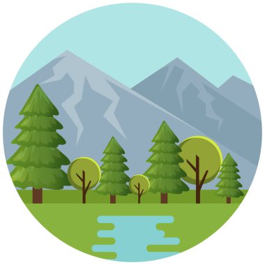 Manzara doğa dağ güzel illüstrasyon.