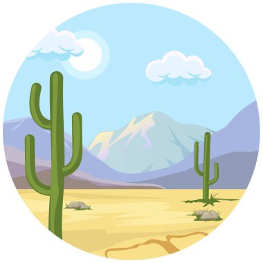 Peyzaj kaktüsü doğa güzel bir illüstrasyon.