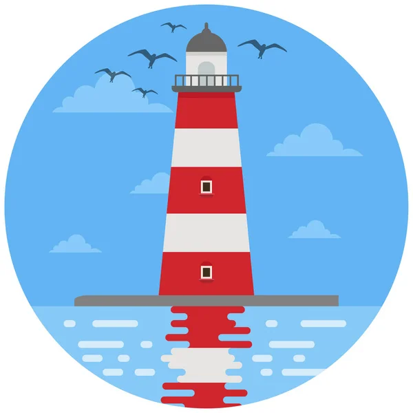 Landschap Zee Vuurtoren Mooie Illustratie — Stockvector