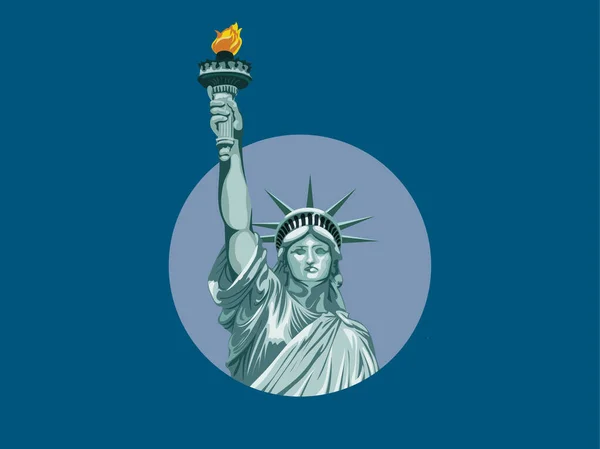 Edificio Fama Mundial Estatua Libertad Usa — Vector de stock