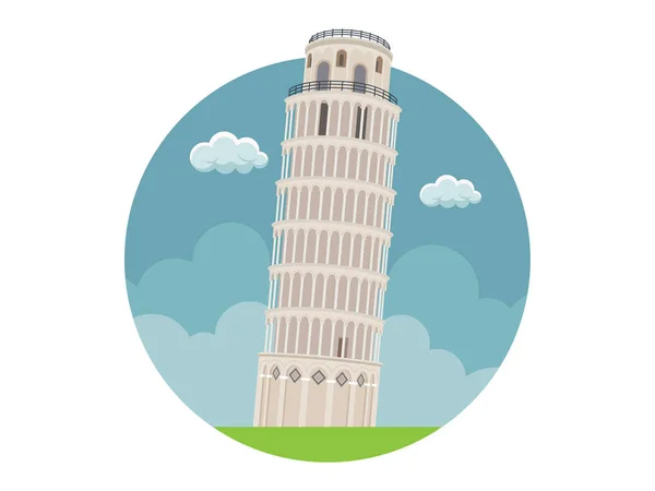 Edificio Fama Mundial Torre Inclinada Pisa — Vector de stock