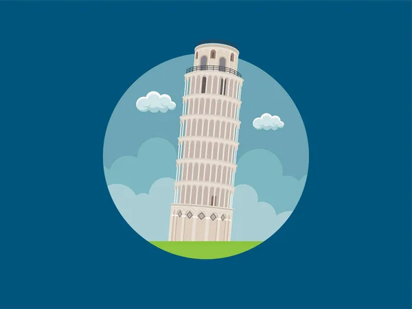 World Famous Building Leaning Tower Pisa Stock Illustration