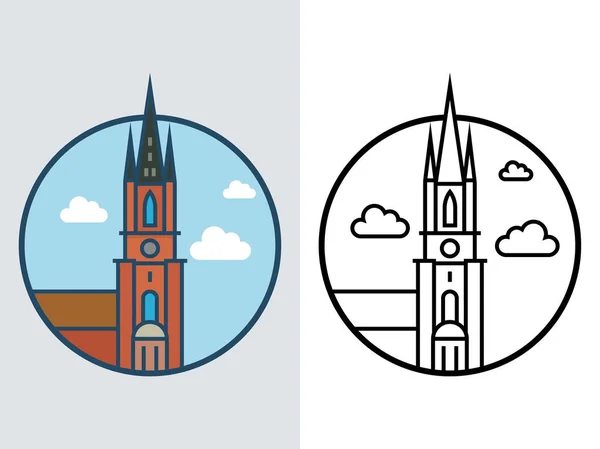 Edificio Fama Mundial Iglesia Riddarholm — Vector de stock