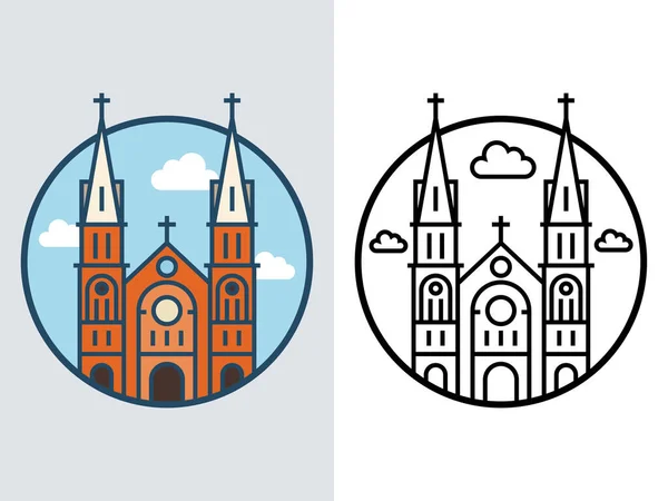 Edificio Fama Mundial Notre Dame Cathedra Vietnam — Vector de stock