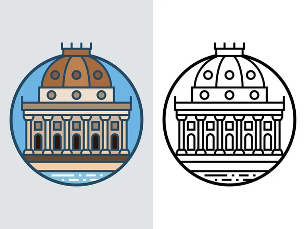 Edificio Fama Mundial Isla Los Museos — Vector de stock