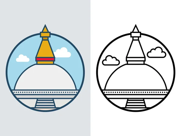 Edificio Fama Mundial Boudhanath Nepal — Vector de stock