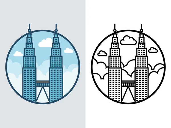Edificio Fama Mundial Kuala Lumpur — Vector de stock