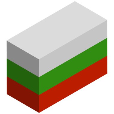 Bulgaristan Ulusal Bayrağı - Isometric 3D yorumlama.