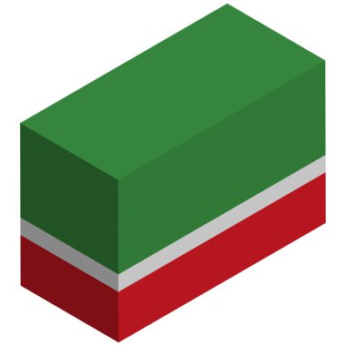Çeçen Cumhuriyeti Ulusal Bayrağı - Isometric 3D görüntüleme.