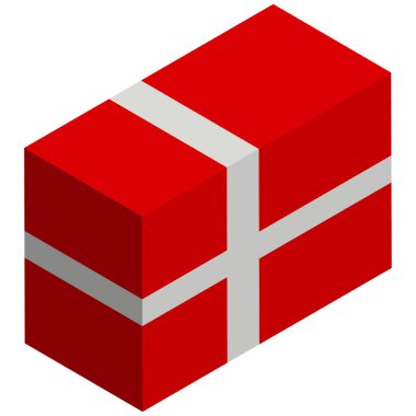 Danimarka Ulusal Bayrağı - Isometric 3D görüntüleme.