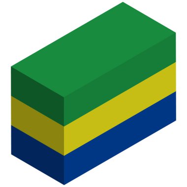 Gabon Ulusal Bayrağı - Isometric 3D görüntüleme.