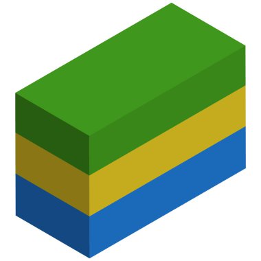 Gabon Ulusal Bayrağı - Isometric 3D görüntüleme.