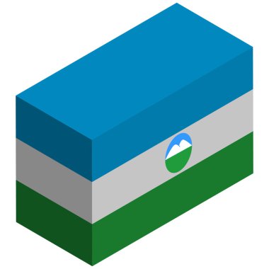 Kabardino-Balkaria Ulusal Bayrağı - Isometric 3D görüntüleme.