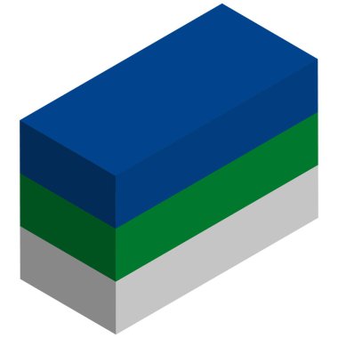 Komi 'nin Ulusal Bayrağı - Isometric 3D yorumlama.