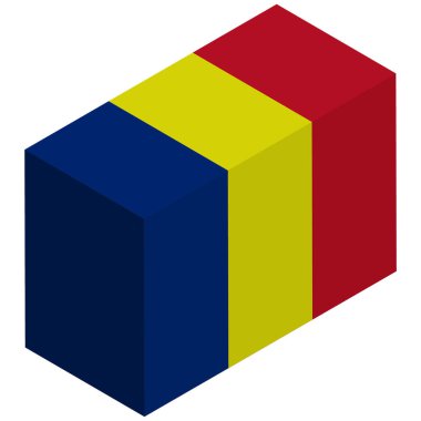 Romanya Ulusal Bayrağı - Isometric 3d yorumlama.