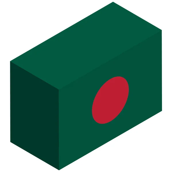 Drapeau National Bangladesh Rendu Isométrique — Image vectorielle