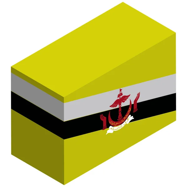 Brunei Ulusal Bayrağı Isometric Görüntüleme — Stok Vektör