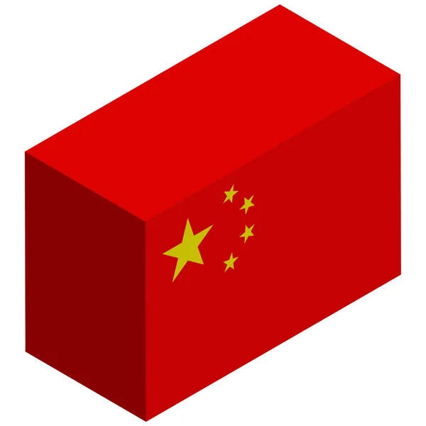 中国国旗 等距3D渲染 — 图库矢量图片