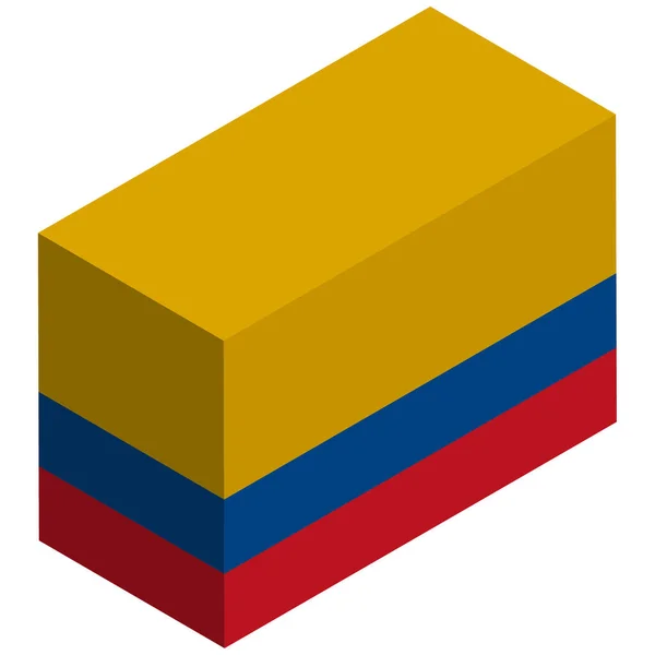Národní Vlajka Kolumbie Isometric Rendering — Stockový vektor