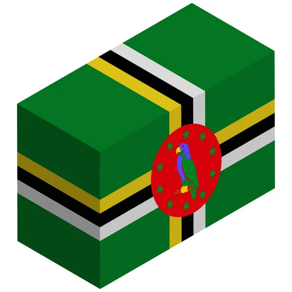 Nationale Vlag Van Dominica Isometrische Weergave — Stockvector