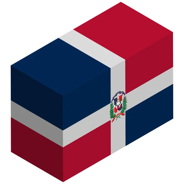 Národní Vlajka Dominikánské Republiky Isometric Rendering — Stockový vektor
