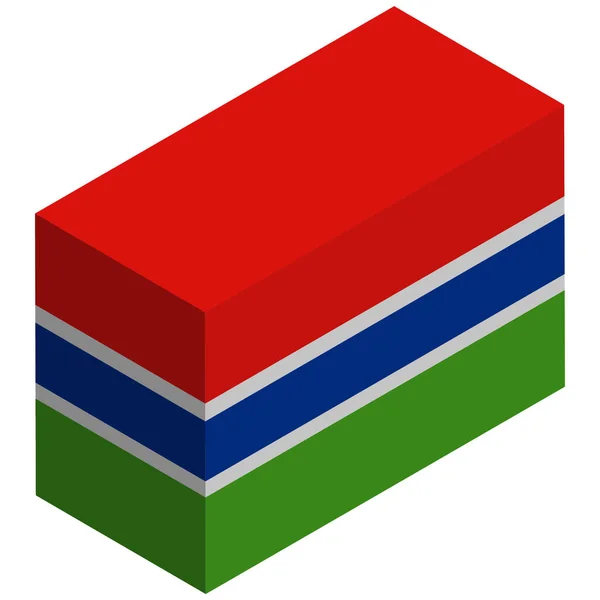 Nationale Vlag Van Gambia Isometrische Weergave — Stockvector
