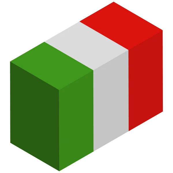 Nationalflagge Italiens Isometrische Darstellung — Stockvektor