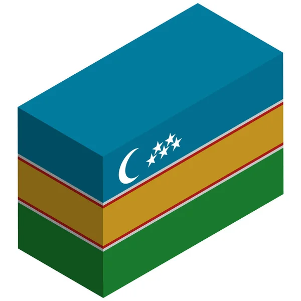 Bandiera Nazionale Del Karakalpakstan Rendering Isometrico — Vettoriale Stock