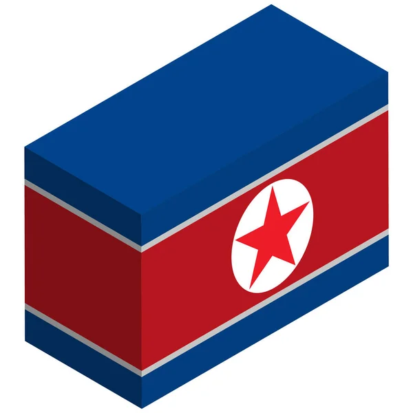 Bandera Nacional Corea Del Norte Isométrico Renderizado — Archivo Imágenes Vectoriales