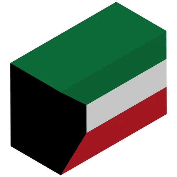 Bandiera Nazionale Kuwait Rendering Isometrico — Vettoriale Stock