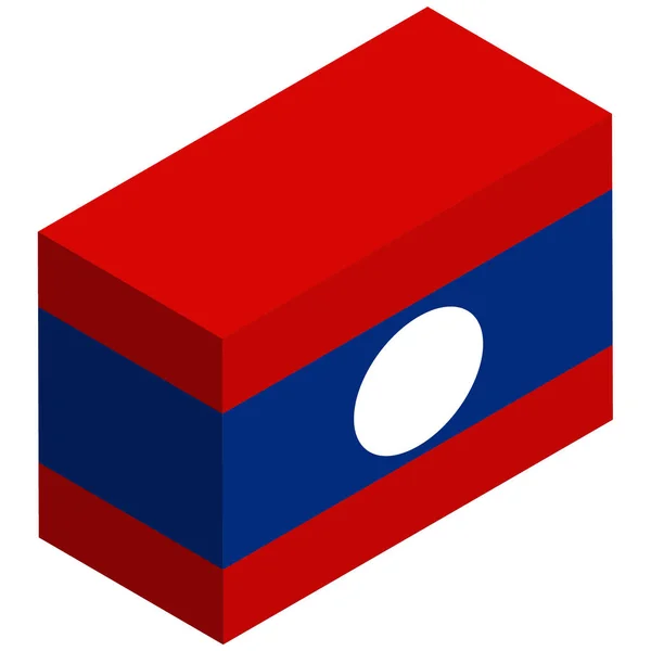 Nationale Vlag Van Laos Isometrische Weergave — Stockvector
