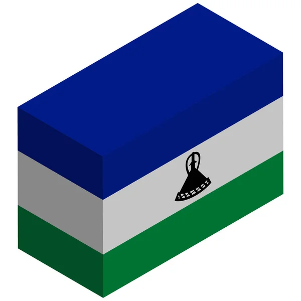 National Flag Lesotho Isometric Rendering — Stock Vector