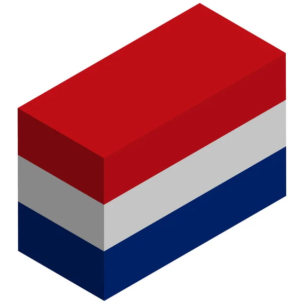 Bandeira Nacional Dos Países Baixos Isometric Rendering —  Vetores de Stock